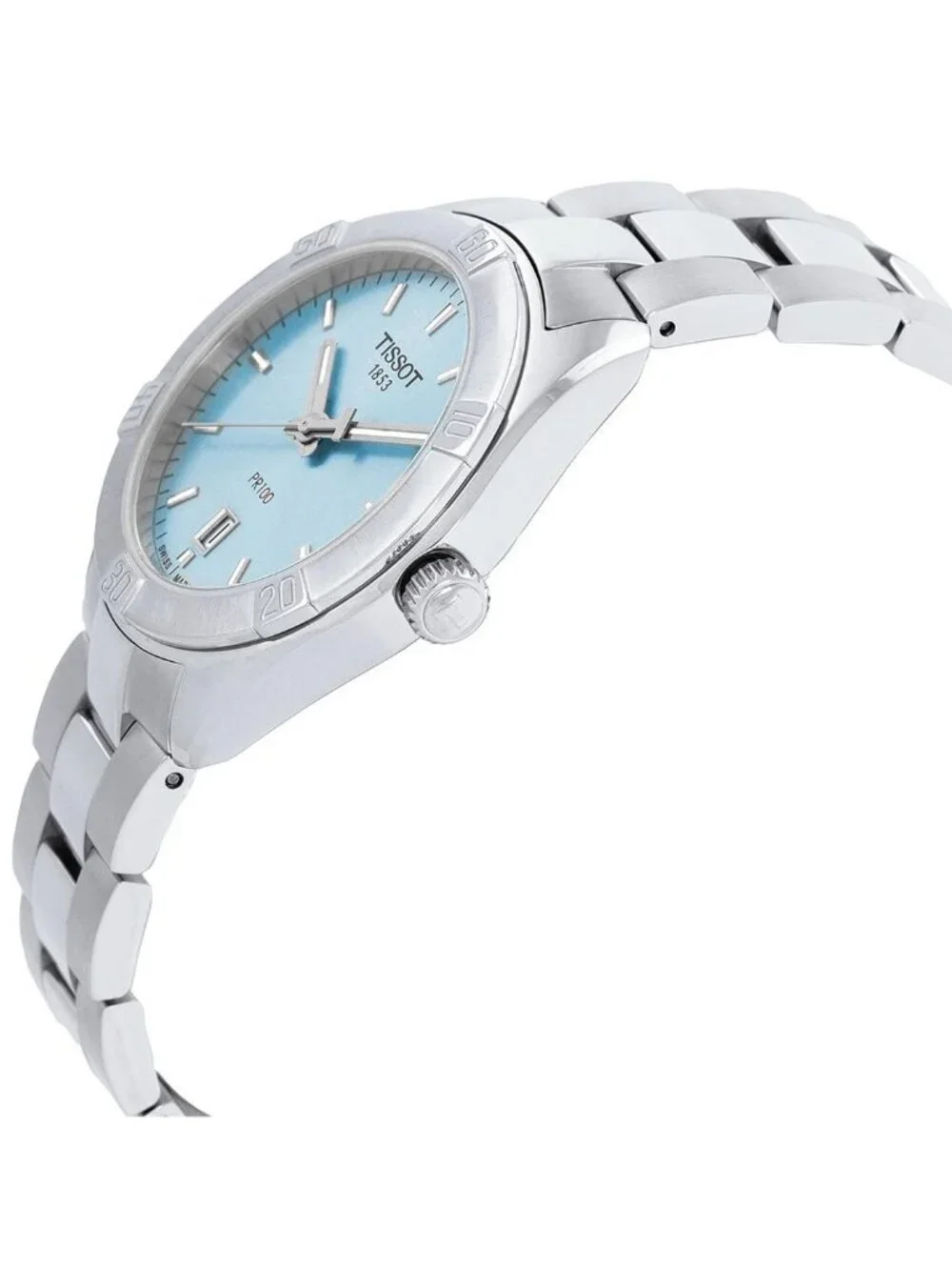 NWT Tissot PR 100 Quartz Light Blue Dial Ladies Watch